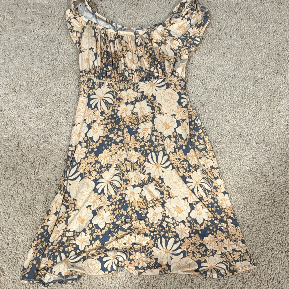 Nordstrom Cream, Yellow, and Blue Floral Dress